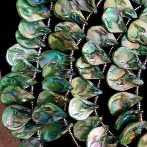 Shell Flakes Green Beads
